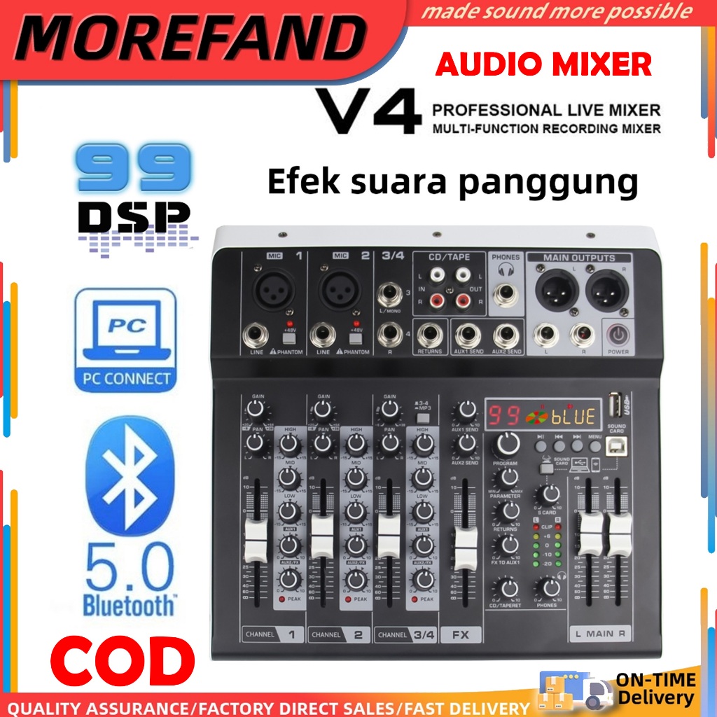 OK MOREFAND Live Audio Mixer penguat sinyal KTV, audio mixer kartu suara, gema bluetooth