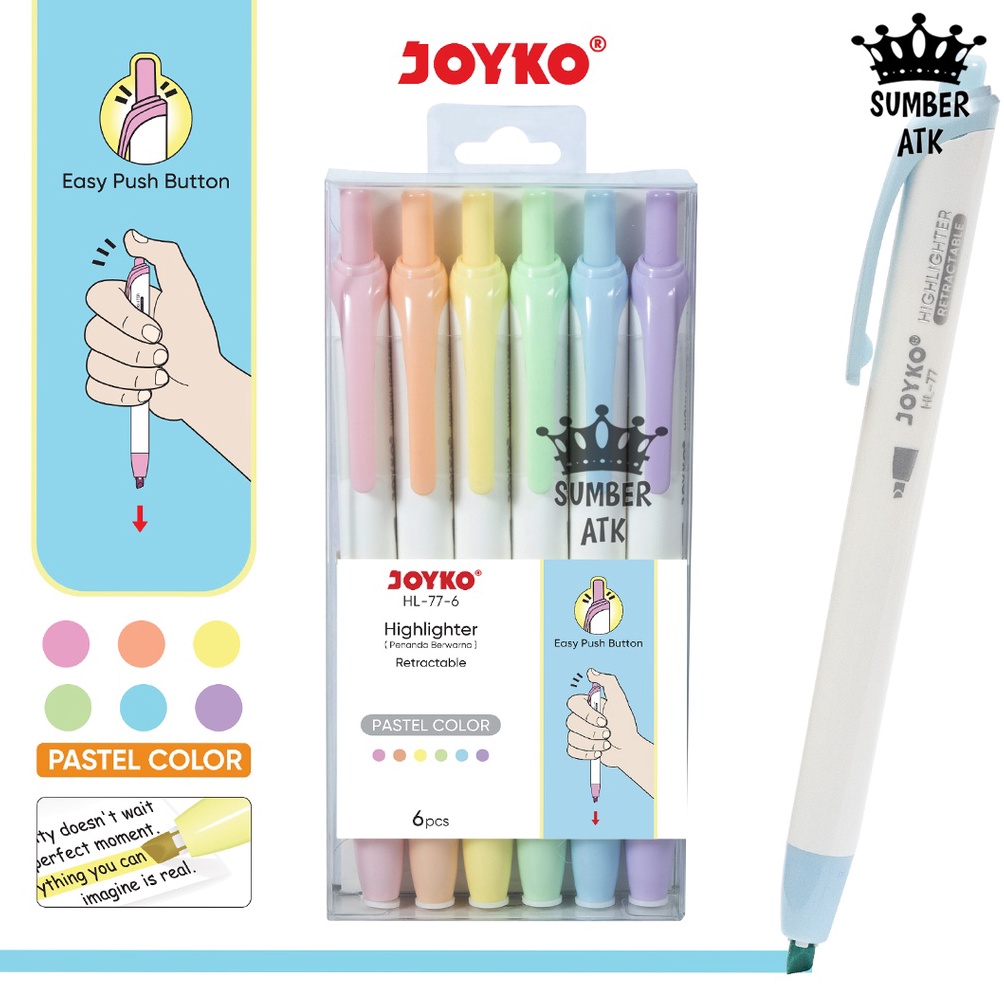 

ART V4S9 Penanda Berwarna Highlighter Joyko HL776 Warna Pastel Color