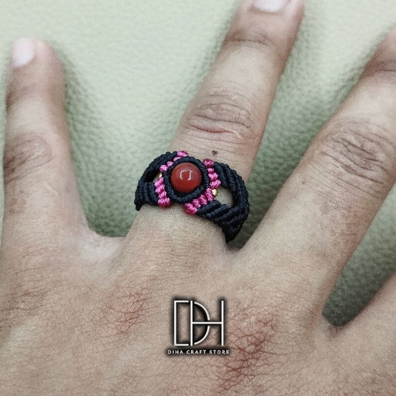 Cincin Macrame Batu Alam | Cincin Batu | Cincin Wanita Cantik