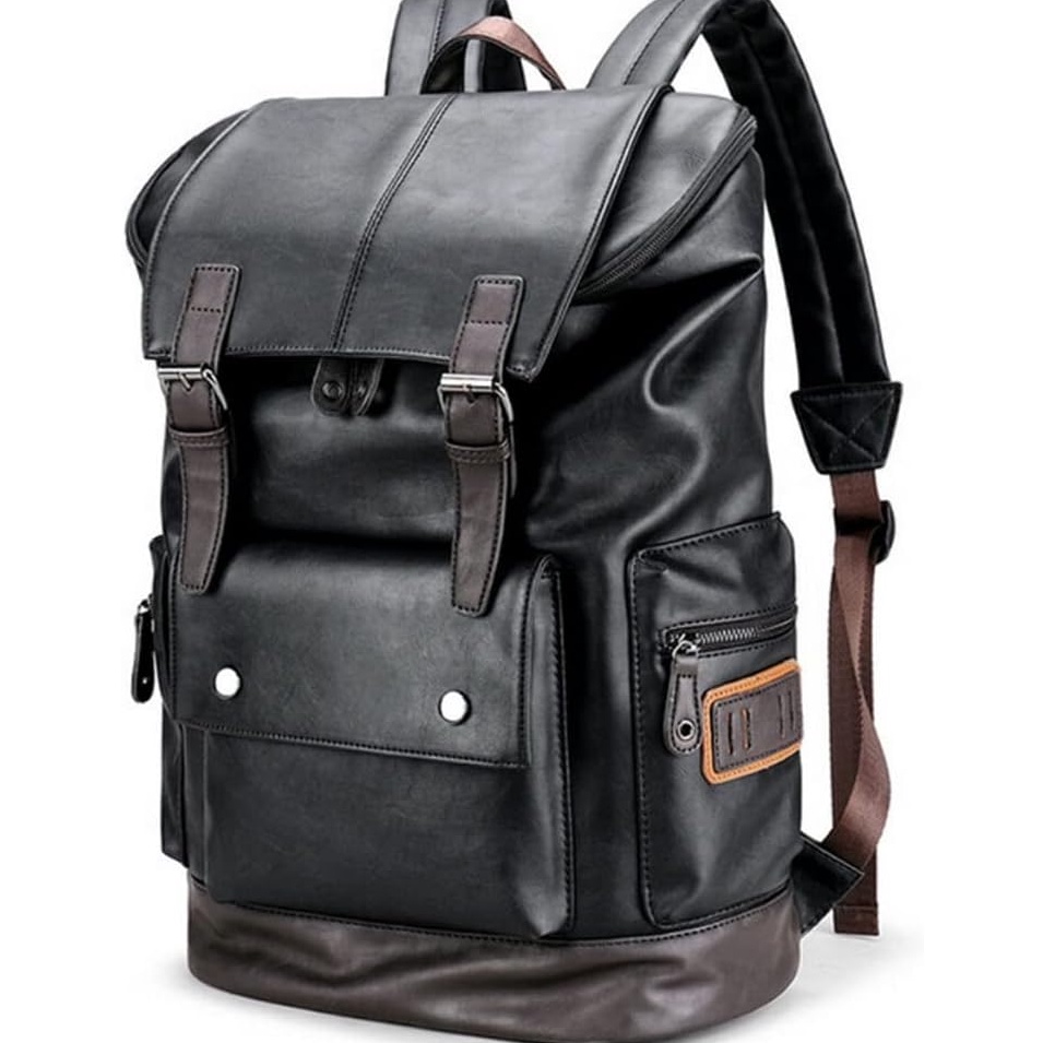 Harga TERMURAAH Ransel Laptop Kulit Antik Untuk Pria Ransel Kulit Hitam Pria Kerja Perjalanan Bisnis