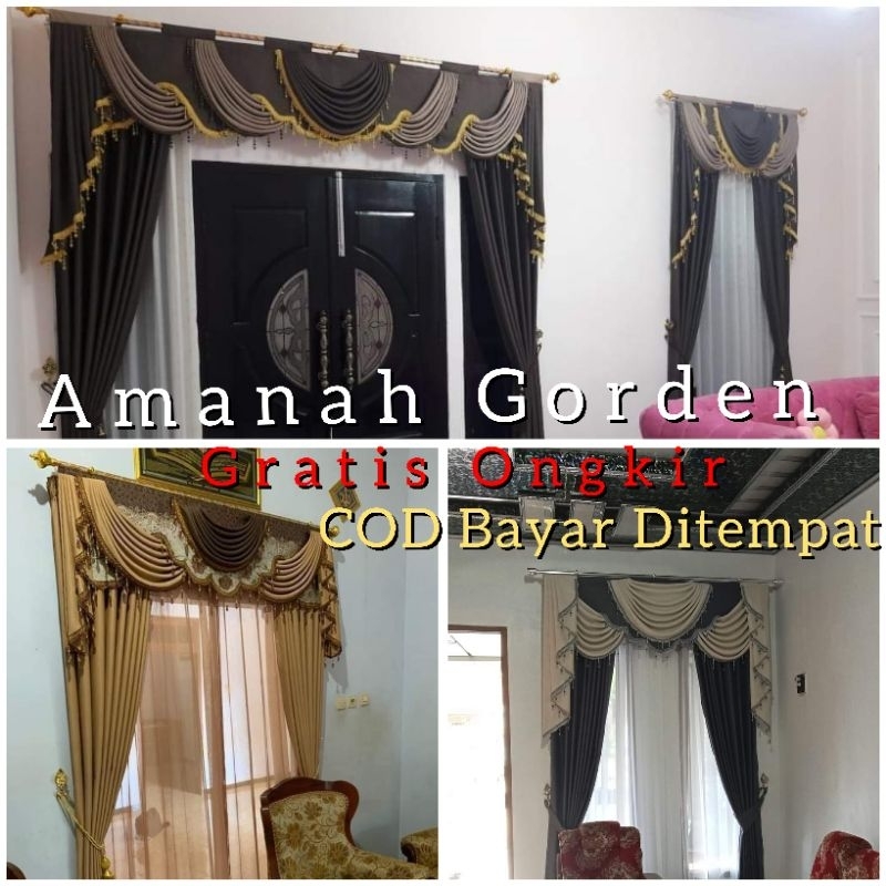 Tirai Poni Atas Pintu Lobang Angin Gorden Mewah Spanyol Rumbai Manik Manik Renda Kristal Model Elega