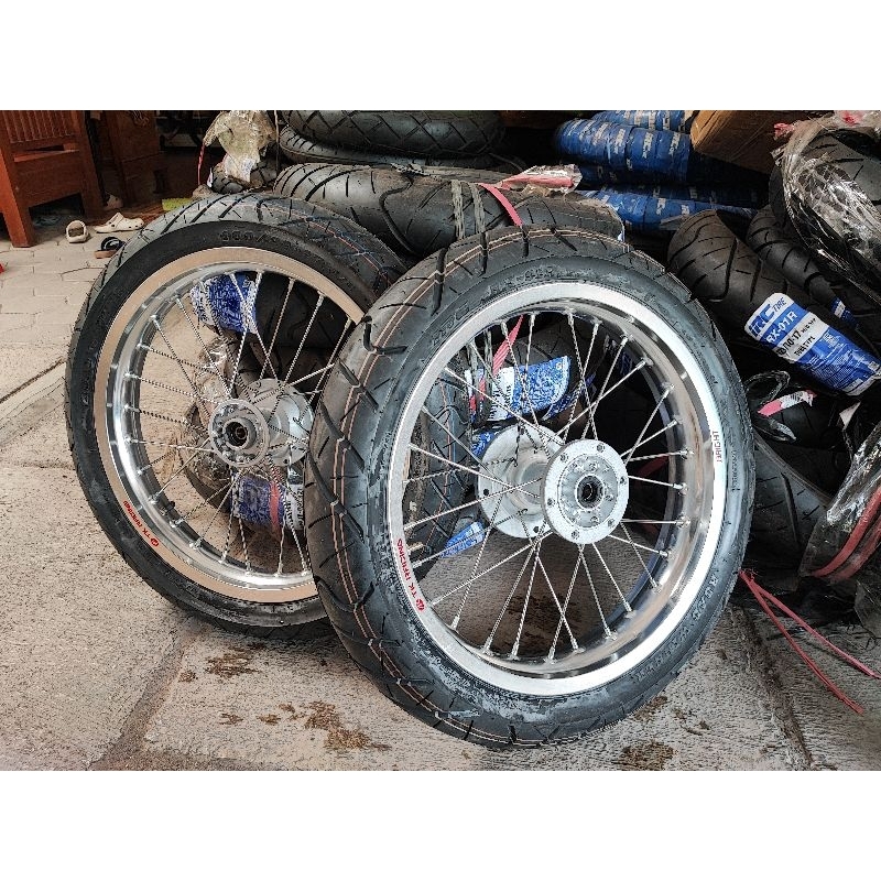 cuci gudang stok lama roda whellset supermoto KLX 150 s l g dtracker set tingal pasang velg tk japan