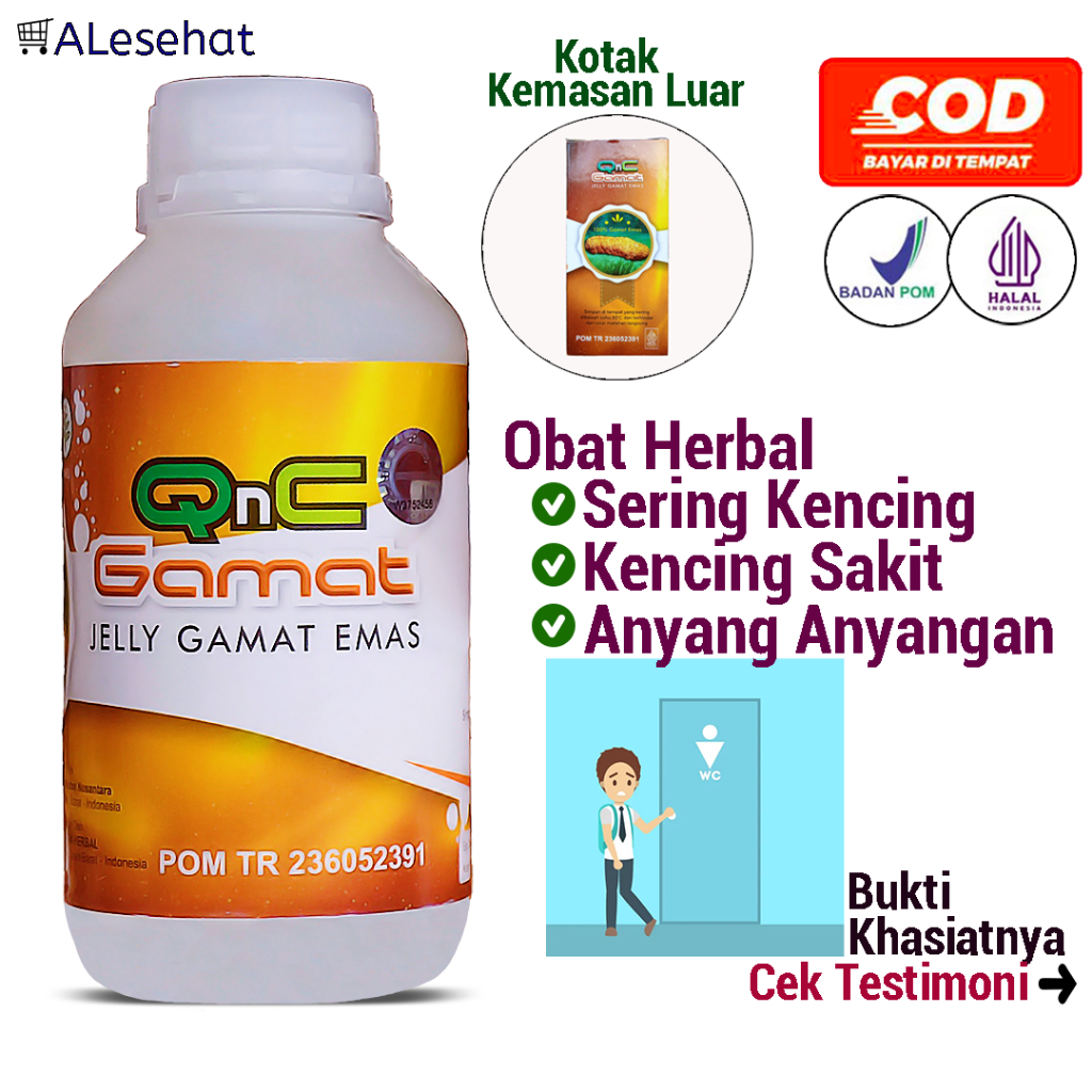 Obat Anyang Anyangan, Sering Kencing & Sakit untuk Wanita & Pria Herbal Qnc Jelly Gamat