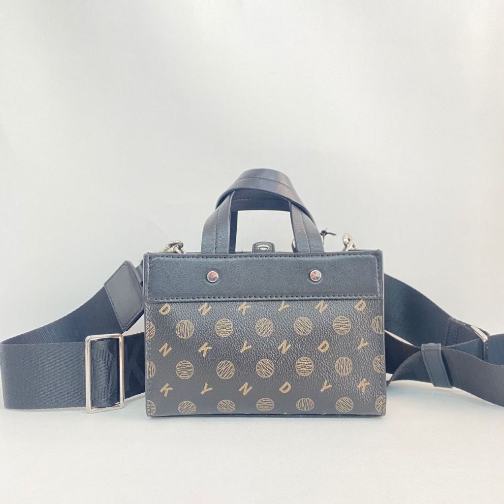 Dkny mini satchel flap black cream multi