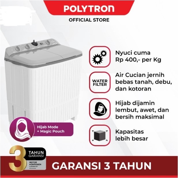 Mesin Cuci Polytron PWM 7076 (2 Tabung) - POLYTRON 7076