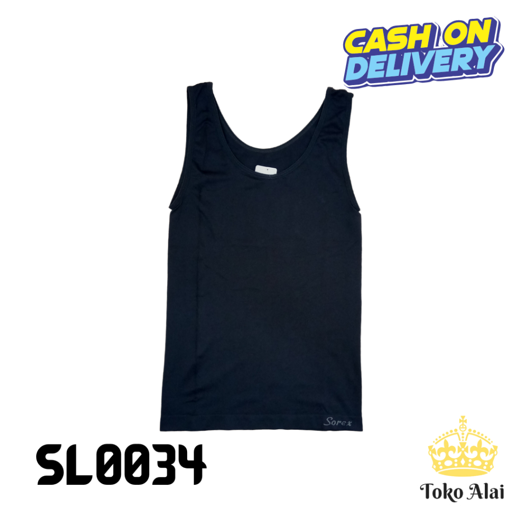 [COD] KAOS DALAM WANITA DEWASA SINGLET SOREX 8058 CEWEK HITAM MOTIF POLOS SL0034