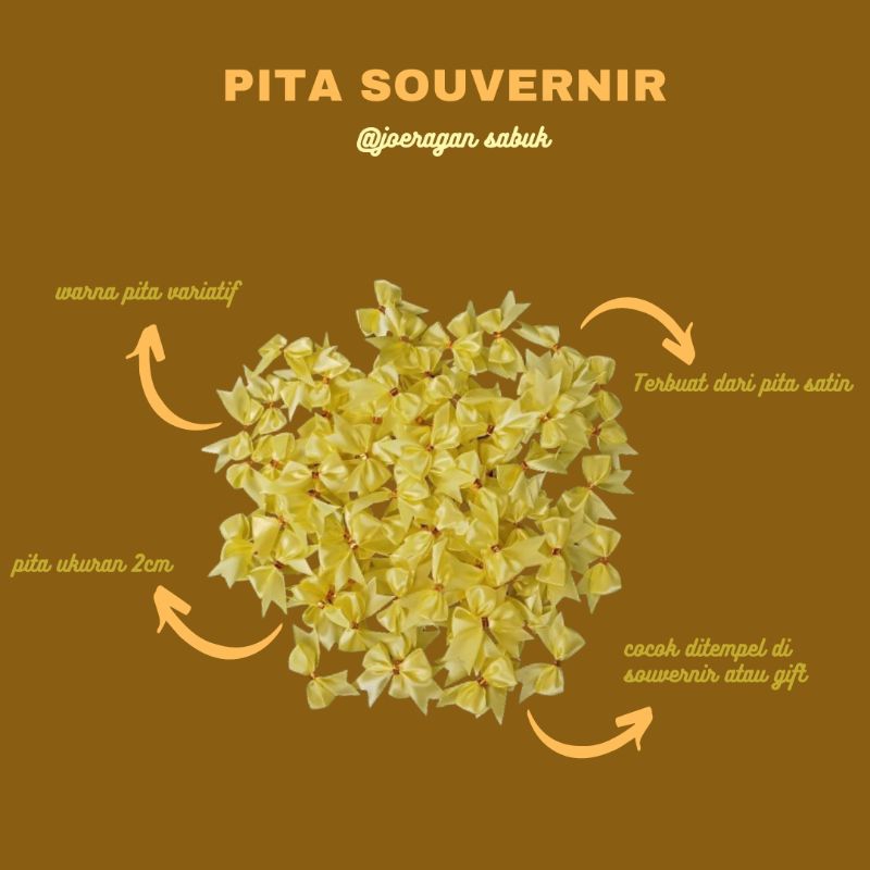 

pita satin untuk souvernir siap pakai 2cm siap tempel isi 100