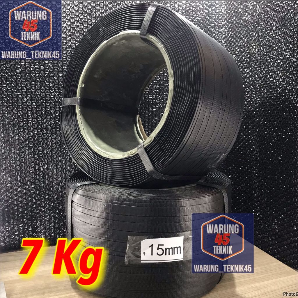 PLASTIK STRAPPING STRAPING BAND 15 MM BERAT 7 KG TALI HITAM STRAPING