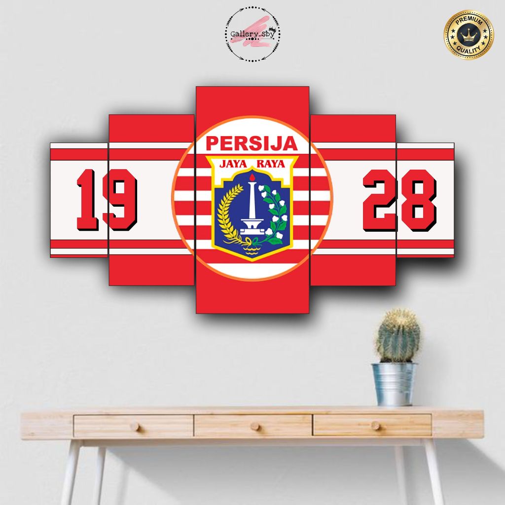 COD 1 SET Pajangan Hiasan dinding PERSIJA JAKARTA Poster Kayu Wall Decor 5 pcs