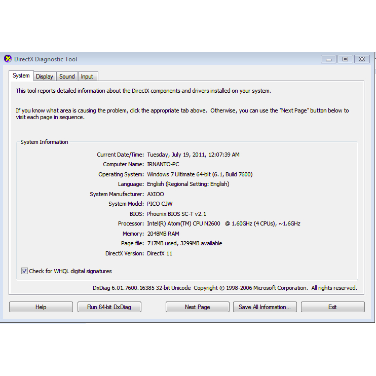 Laptop Axioo PICO CJM