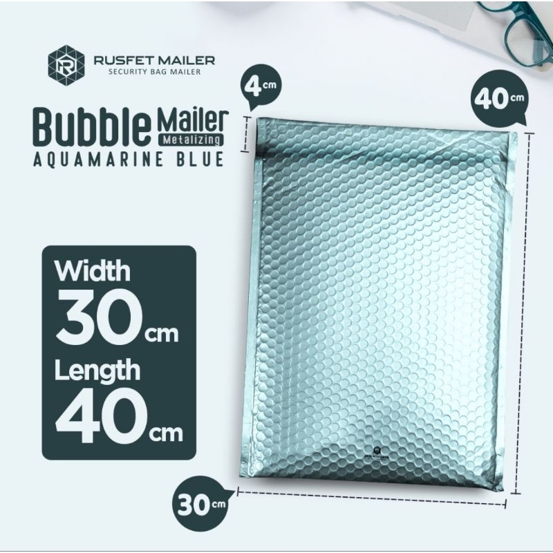 Amplop Plastik Bubble Mailer Envelope Bubble Mailer Metalizing Aquamarine Blue 30X40