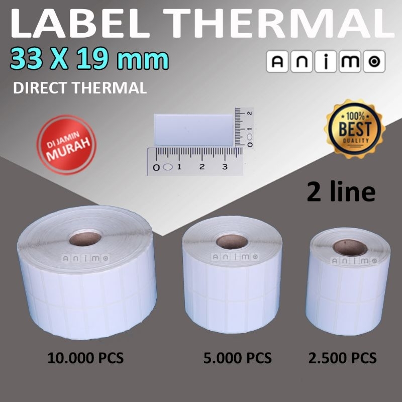 

MilL LABEL THERMAL 33 X 19- Label Barcode Direct Thermal 33X19 mm - Stiker Thermal 33 x 19 - 2 Line
