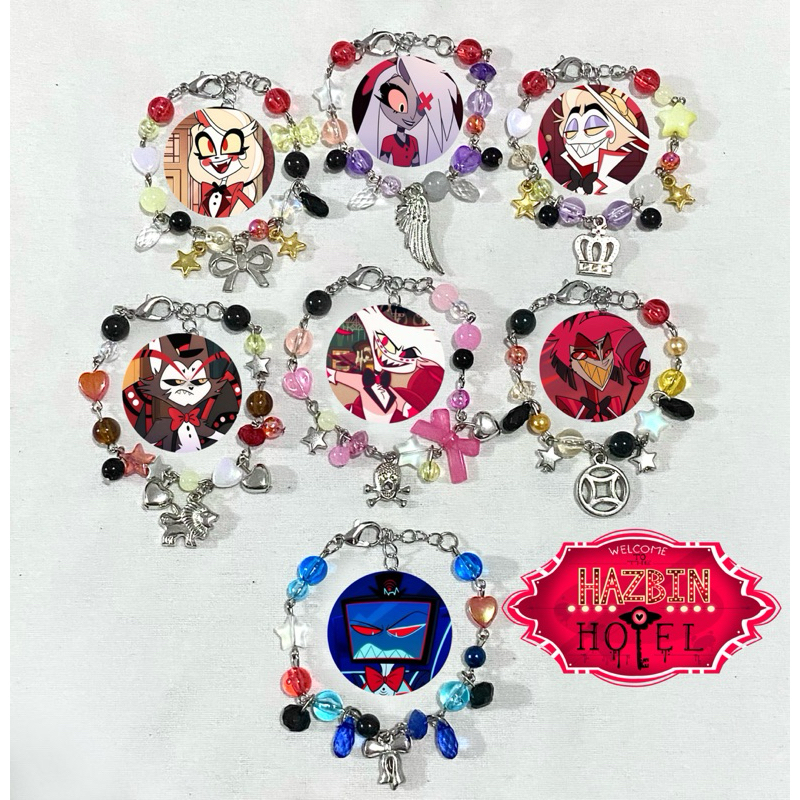 Hazbin hotel bracelet gelang merch| gelang manik manik matching | gelang aesthetic y2k lucu
