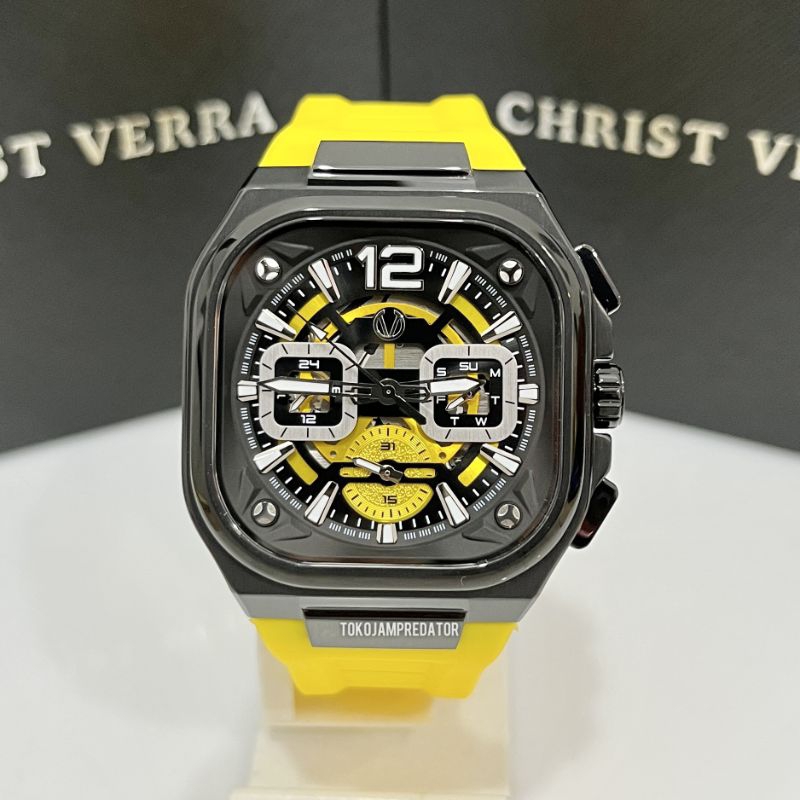 JAM TANGAN PRIA CHRIST VERRA CV 109068G-36 BLK/YLW ORIGINAL