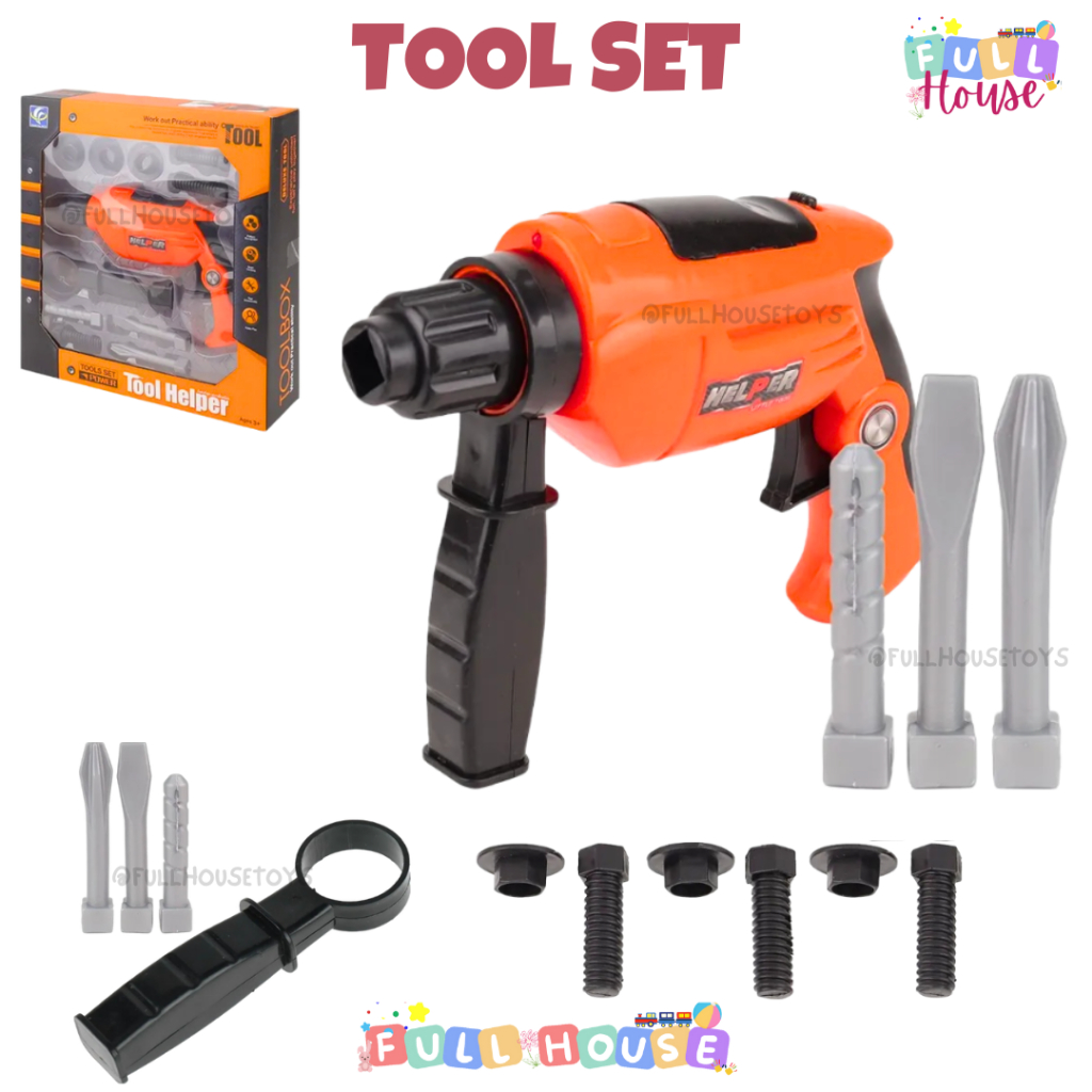 MAINAN TOOL SET TOOL HELPER MAINAN PERKAKAS TUKANG BOR LISTRIK MAINAN SET ANAK