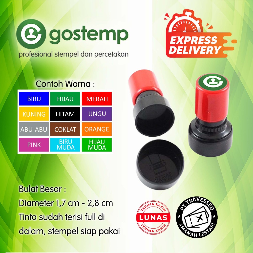 

STEMPEL OTOMATIS BULAT TINTA FULL EXPRESS