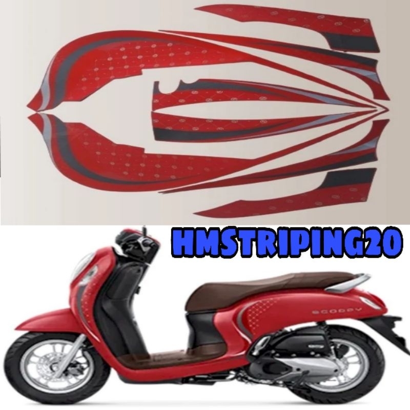 STRIPING STIKER HONDA SCOOPY 2024 MERAH ORIGINAL LIS BODY STANDAR BERKUALITAS