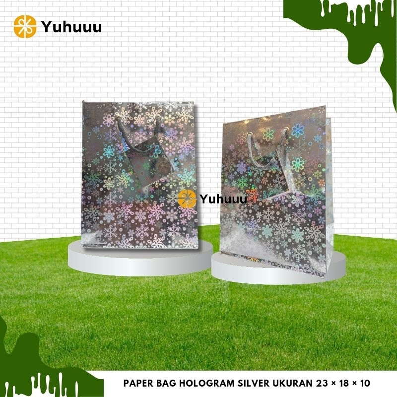 

Paper Bag Hand Bag Hologram Silver Ukuran Small
