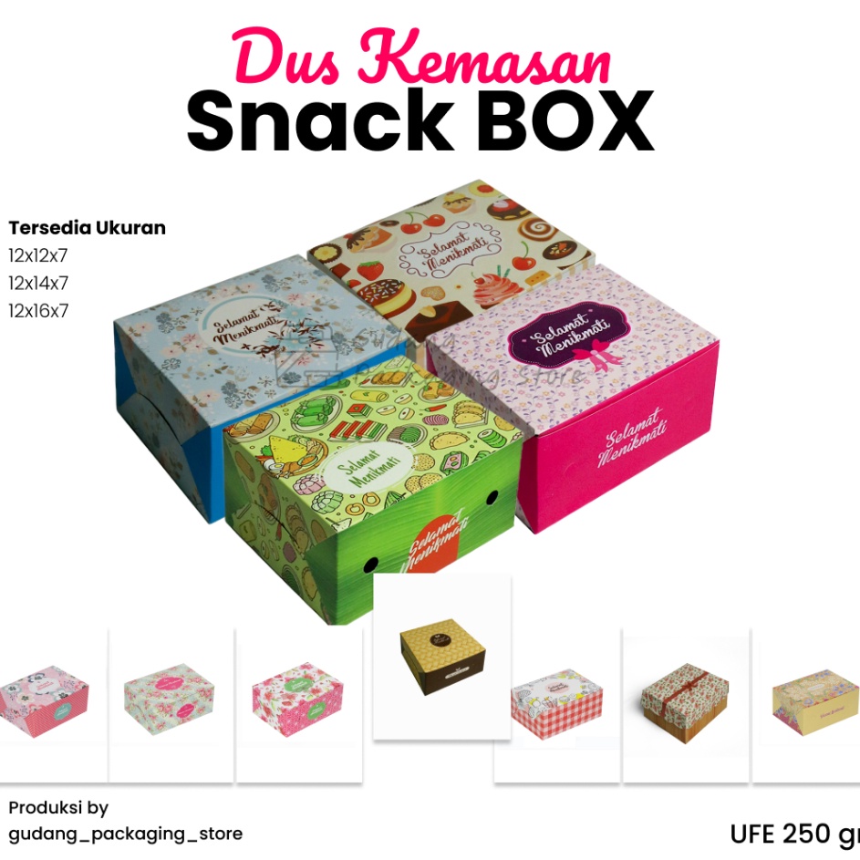 

Harga Promo 1 pcs 12x12 12x14 12x16 Box Snack Dus snack Dus makanan Dus kue 25 gsm