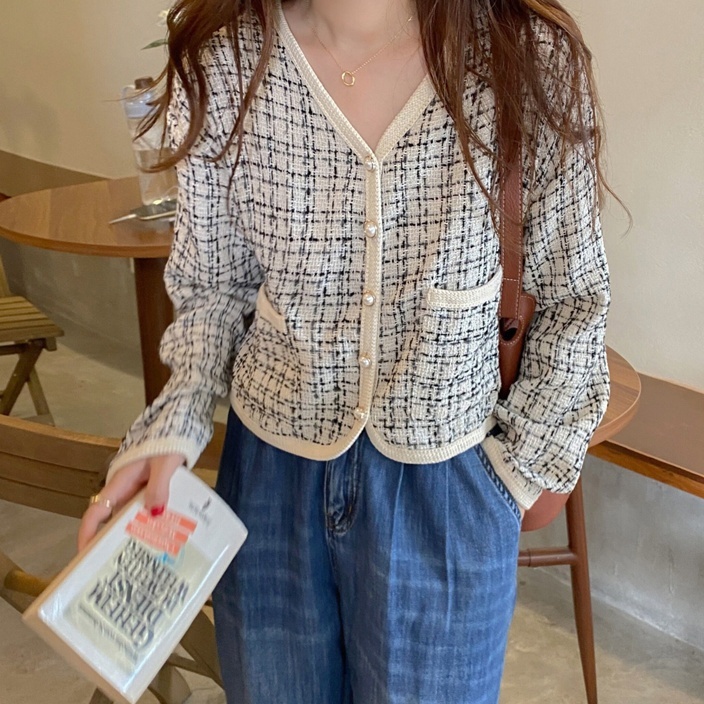 Terbaru 33 lybhstore Jaket Wanita Terbaru Lengan Panjang Jacket Crop korean style retro plaid Import