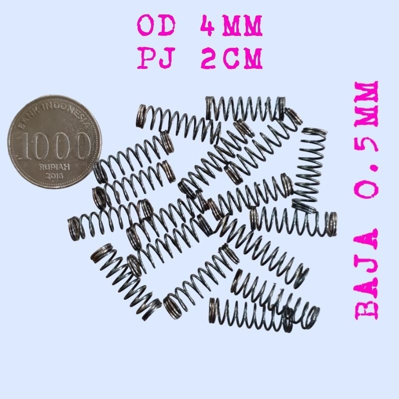 Per Pegas Tekan OD 4mm PJ 2cm Baja 0.5mm