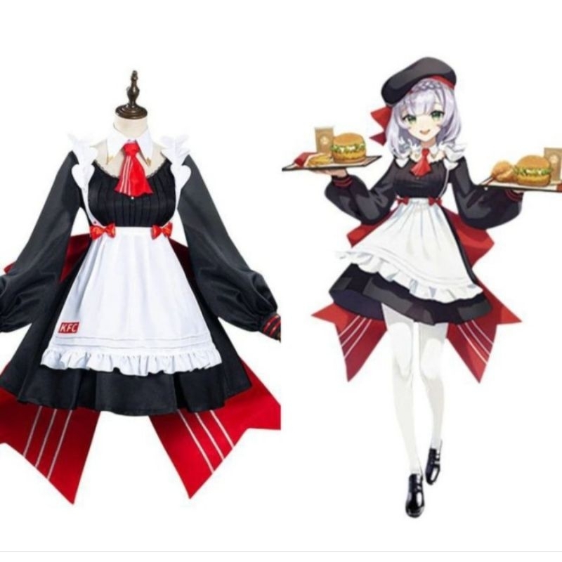 genshin noelle kfc costume cosplay wig
