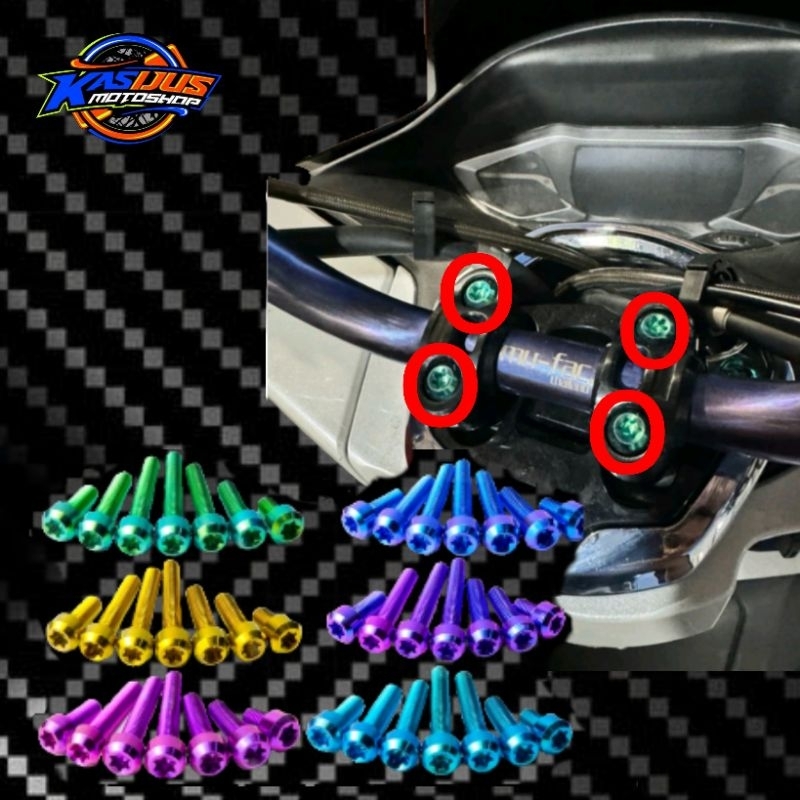 baut laiser stang pcx titanium beat street vixion baut titanium cleman stang pcx 4 biji