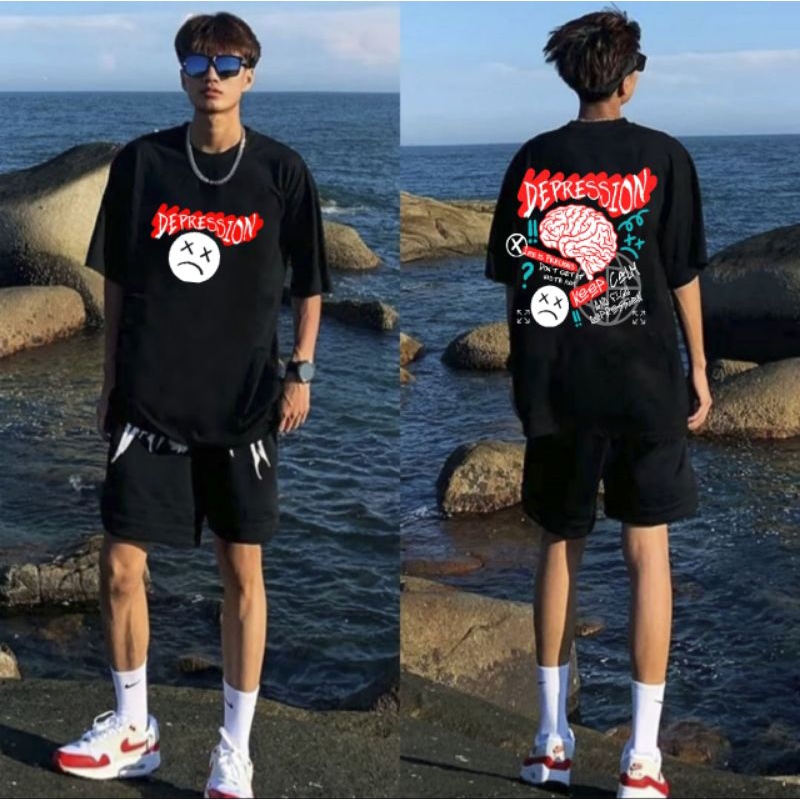 Kaos Oversize Cotton Combad Cowok Depression/Kaos Distro oversize cowok Depression Cotton Combad