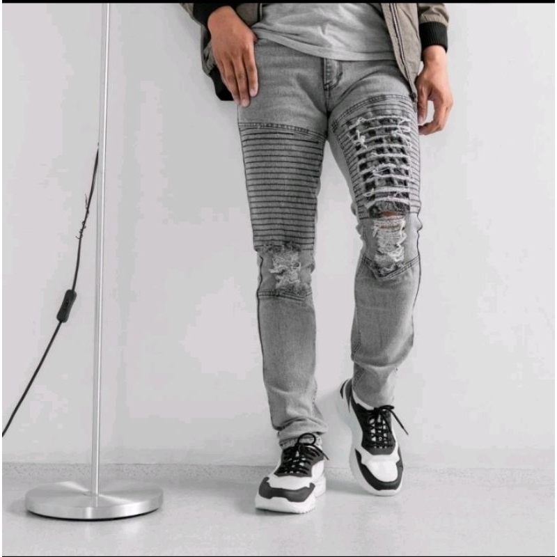 celana ripped biker sobek sobek pria keren/celana Skiny biker pria keren