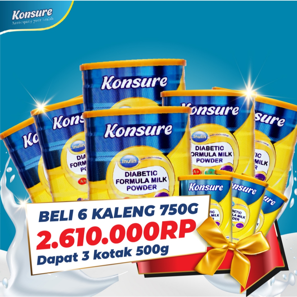 

[Combo 6 dapatkan gratis 3 kaleng] Susu Diabetes Konsure 750g