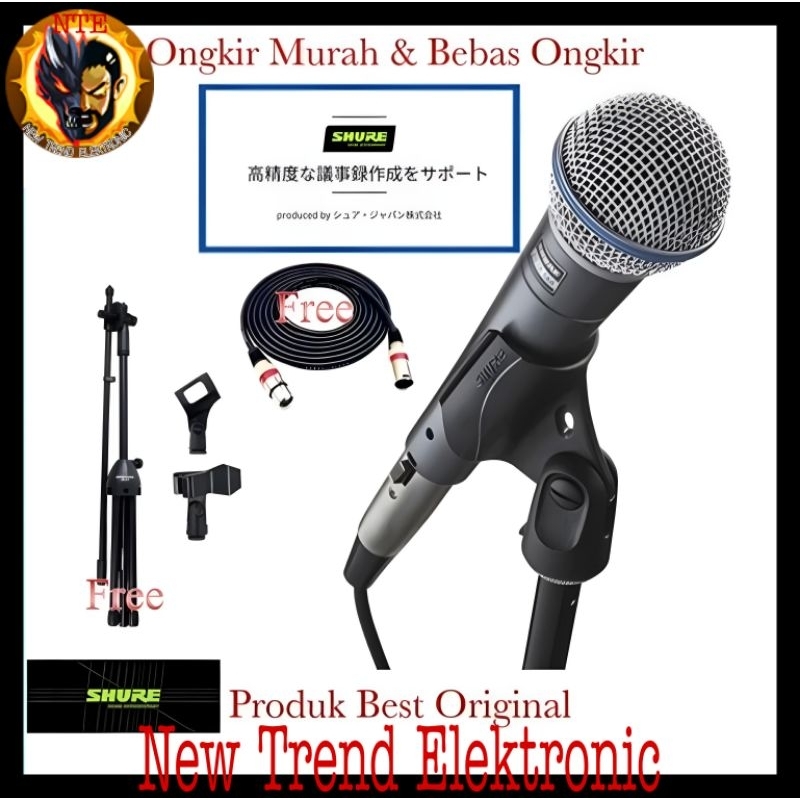 Mic Kabel Shure Sm58A Original japan Asli Beta 58 A vocal asli