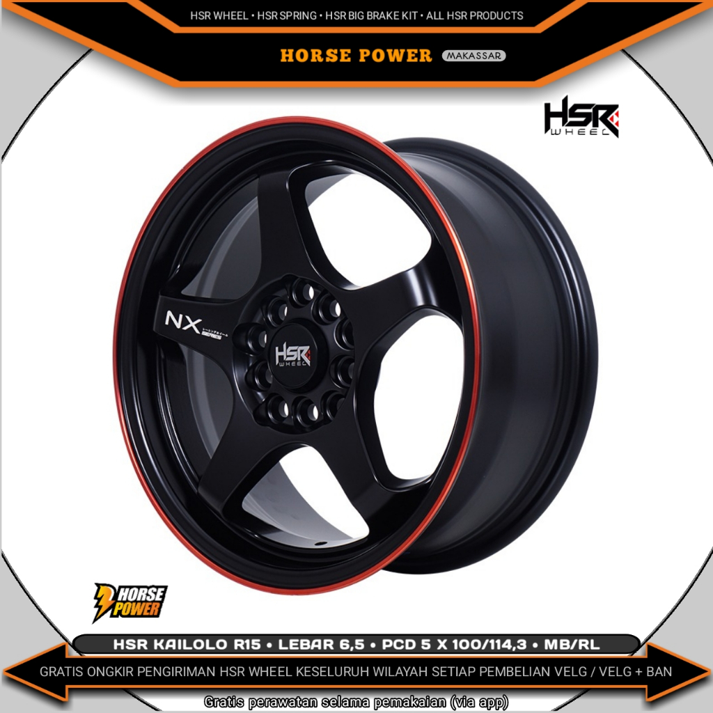 Velg R15 • Mobil 5 Baut Roda • Pcd 5 x 100/114,3 • Hsr Kailolo