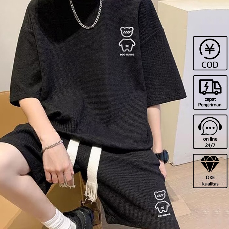 Terbaru SETELAN CELANA PENDEK PRIA KAOS ROUND NECKCELANA PENDEK SET LAKI LAKI SET BAJU OLAHRAGA KASU