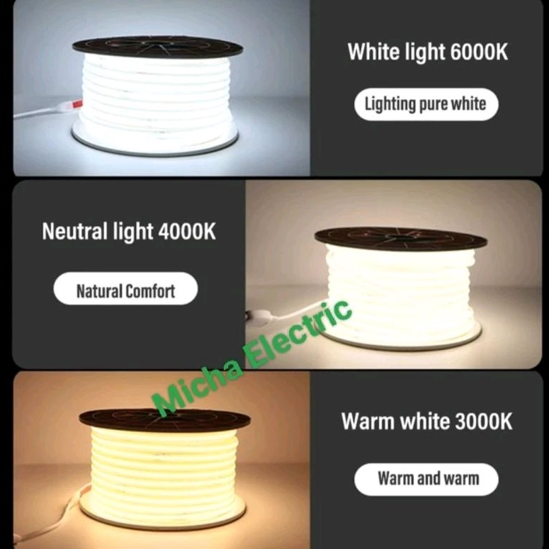 Lampu LED Strip Selang Jepit COB 220V Outdoor/ Strip Light Flexible Jepit COB 220V Outdoor 50M