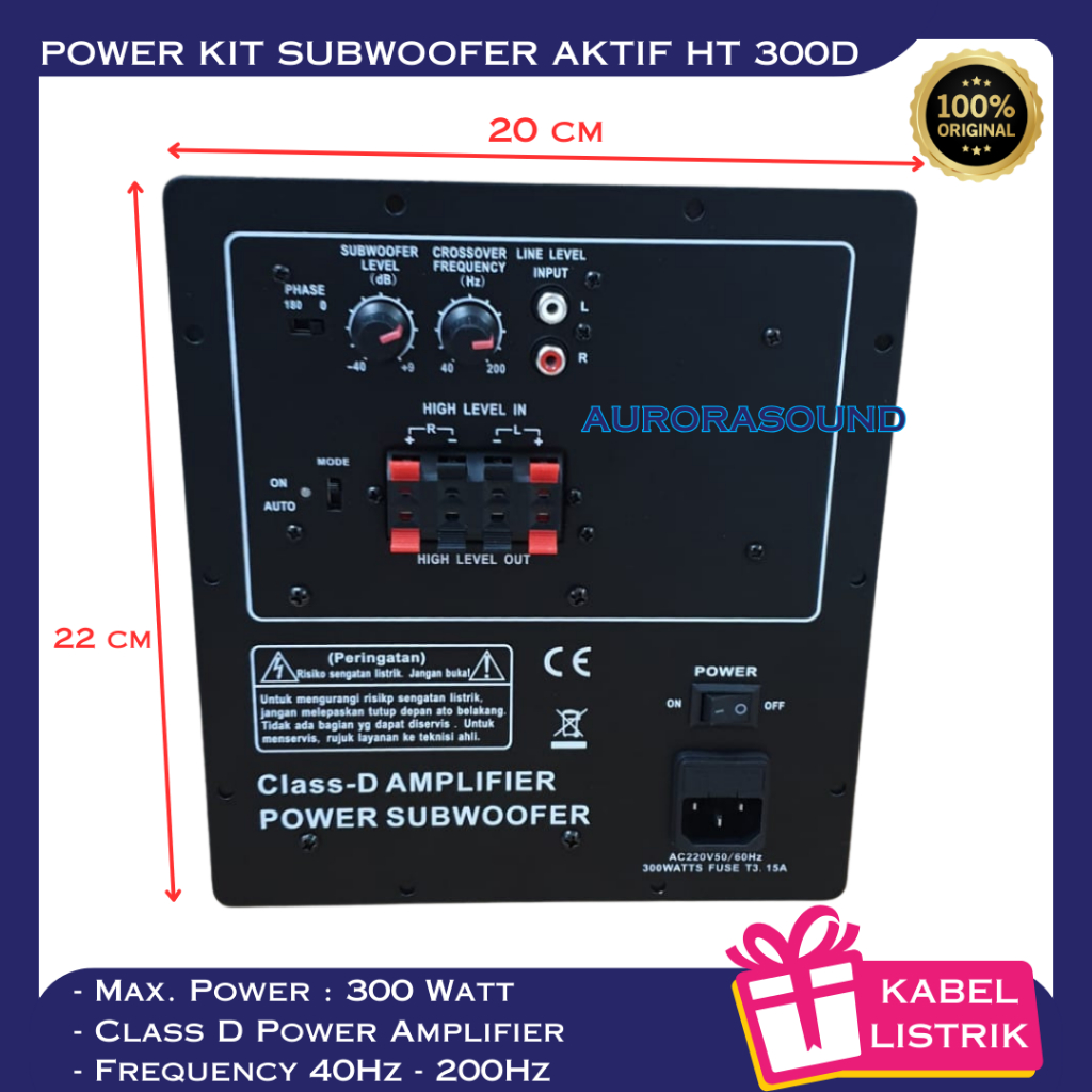 POWER KIT MESIN SUBWOOFER AKTIF HT 300D NEW AMPLIFIER AMPLI SUB ACTIVE UNTUK 10IN 12IN 15IN