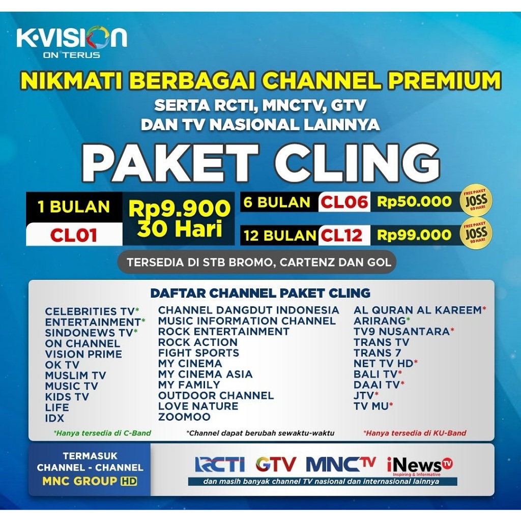 Receiver Dekoder TV Bracket K Vision Cling  dan Paket Lainnya 1 Tahun
