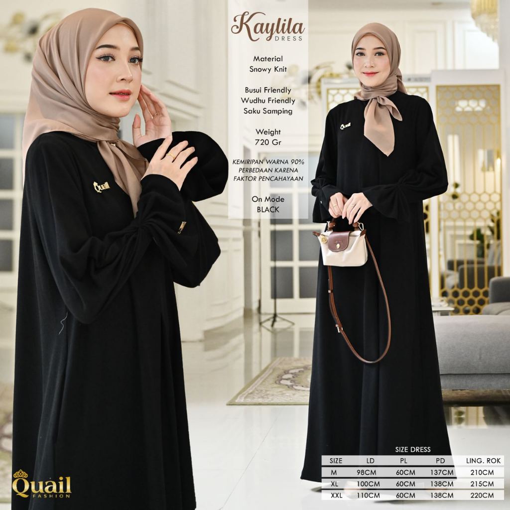 Quail Hijab - Kaylila Dress Knit Premium | Gamis Cantik size JUMBO | Abaya Umroh Putih-1
