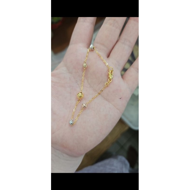 Gelang rantai bola pentol nori kombinasi rosegold rose gold putih warna emas asli 375 8k