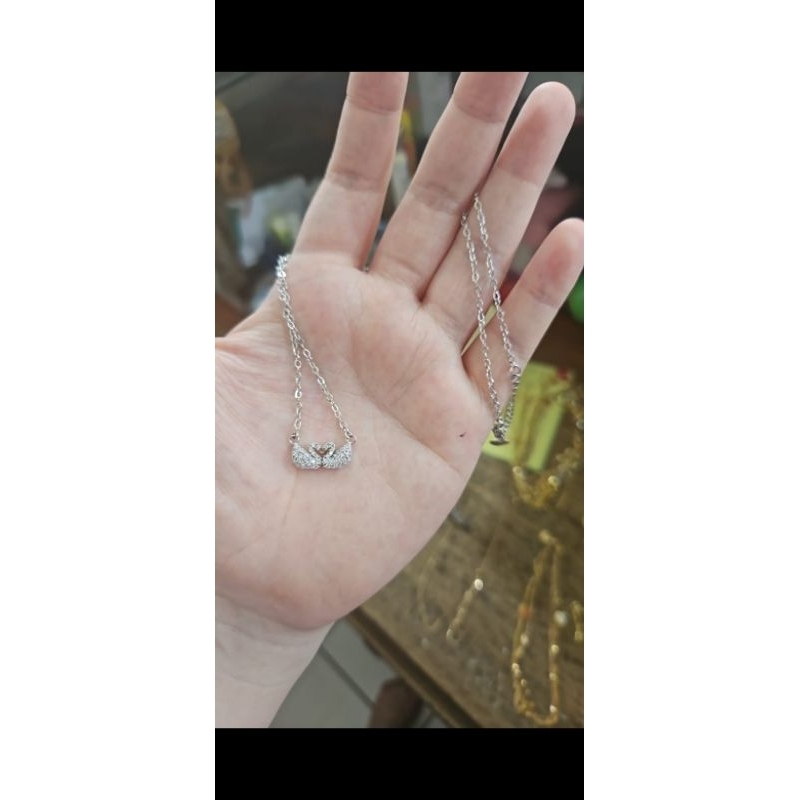 kalung angsa putih white swan emas asli 375 lucu fashion korea remaja kado