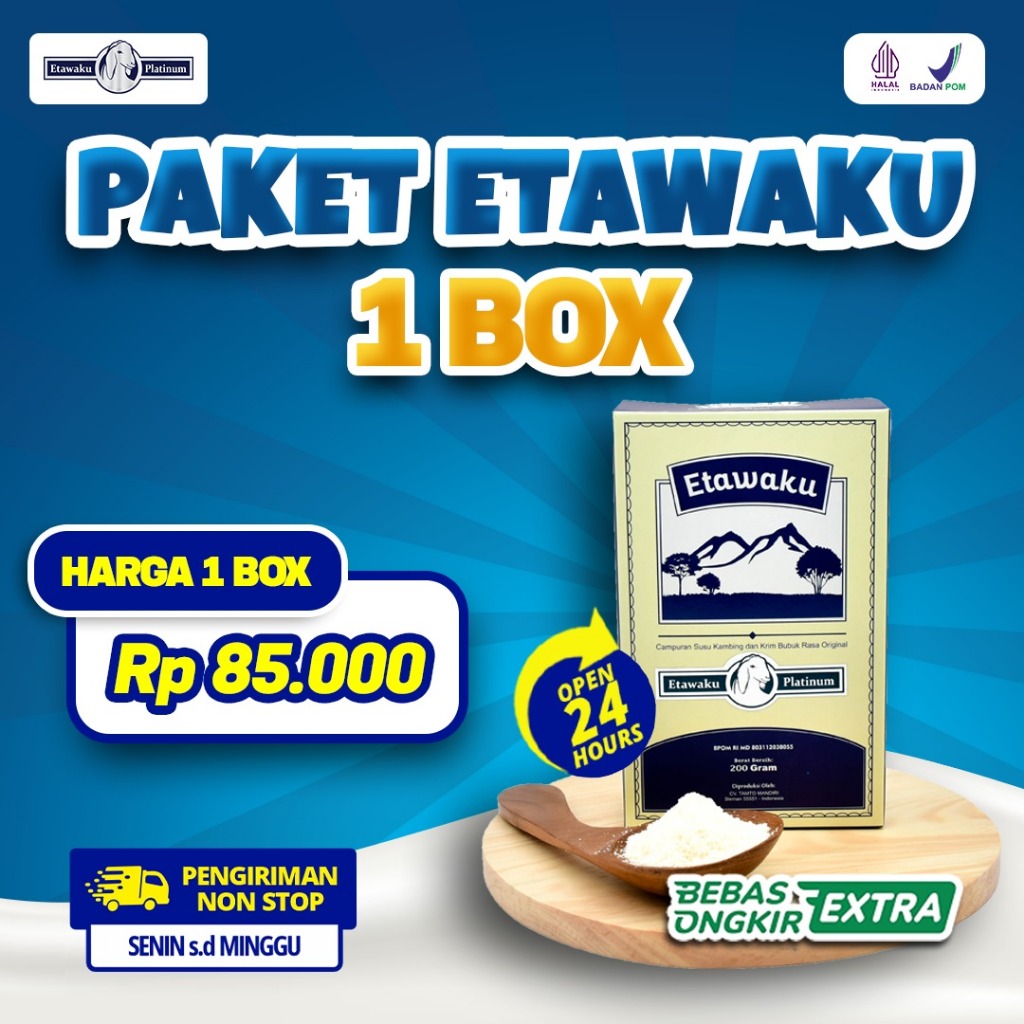 

Etawaku Platinum Susu Bubuk Kambing Etawa Murni 200gr