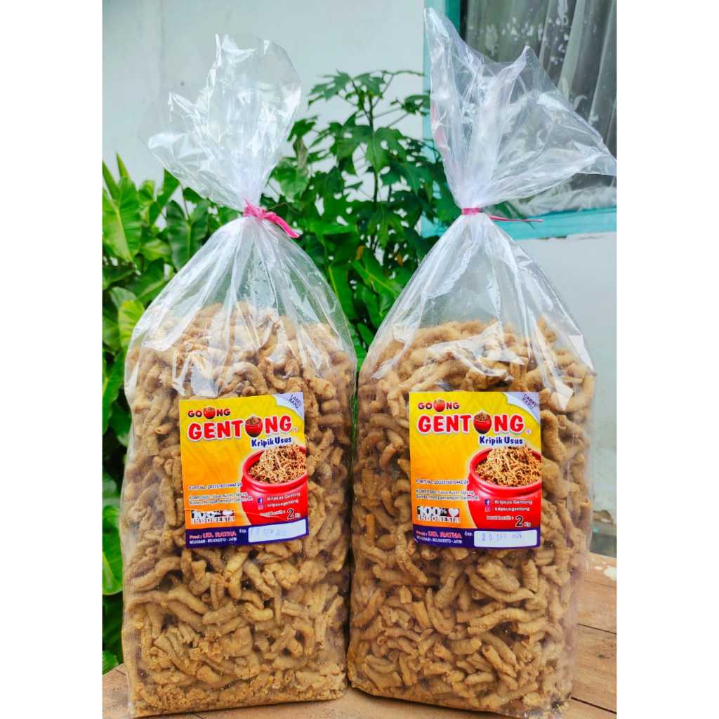

Keripik usus 250gram merk Usus Gentong dan Usus Pedas DJ