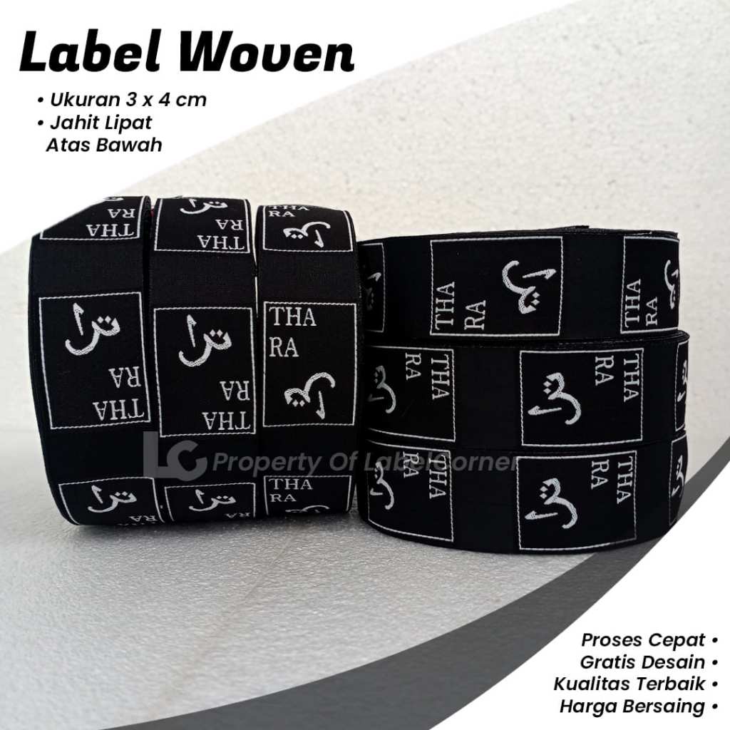 

Label Woven Damask Premium Warna Terbaik Label Baju Tenun Custom Nama Merek Satuan Murah label Bordir Label Tenun, Label Hijab,Label Baju Label Tas, Label Sepatu Kualitas Bagus Halus dan Lembut Tidak Gatal dan Tidak Luntur Harga Pabrik