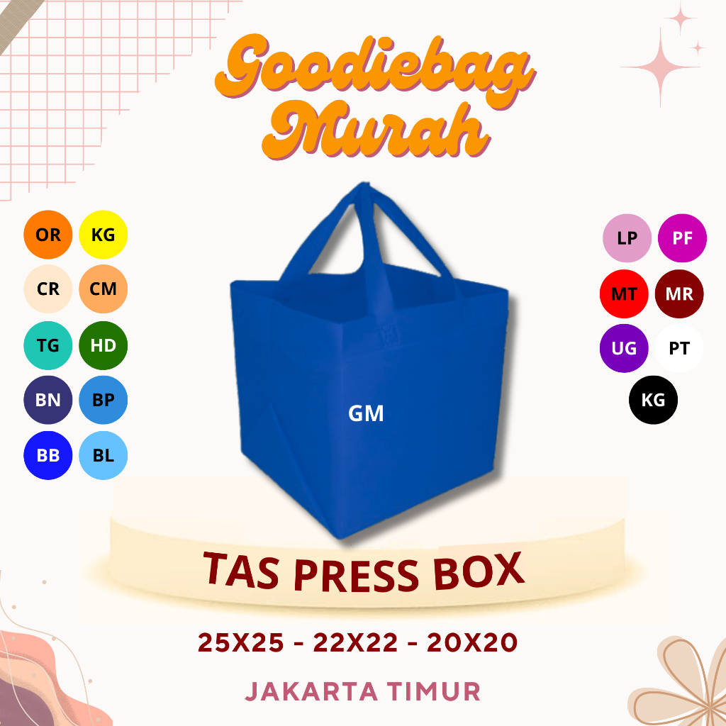 

Tas Press Box isi 12pcs/ tas hantaran/tas kotak nasi/tas besek/tas hajaran/tasgoodiebag/tas spunbond