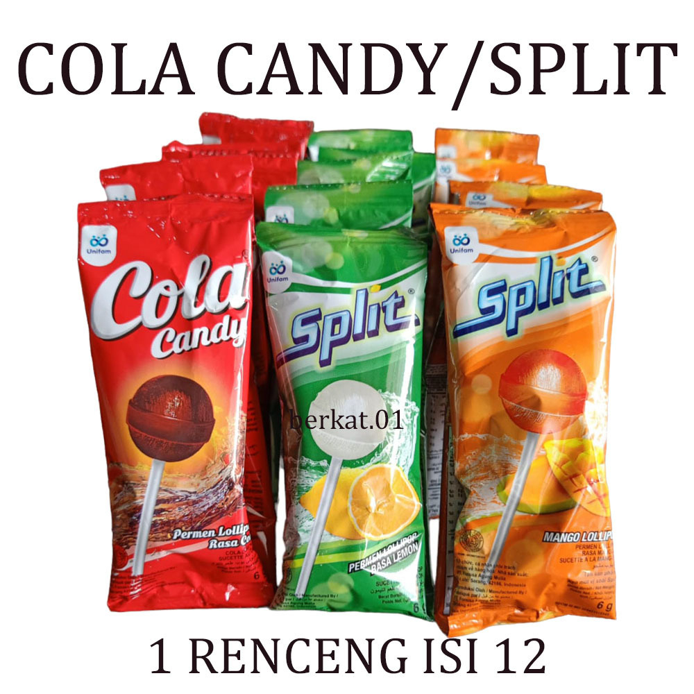 

(1renteng isi 12 pcs) Permen Lolipop DeFanty, Split, Jagoan Neon, Cola, rencengan Aneka Rasa