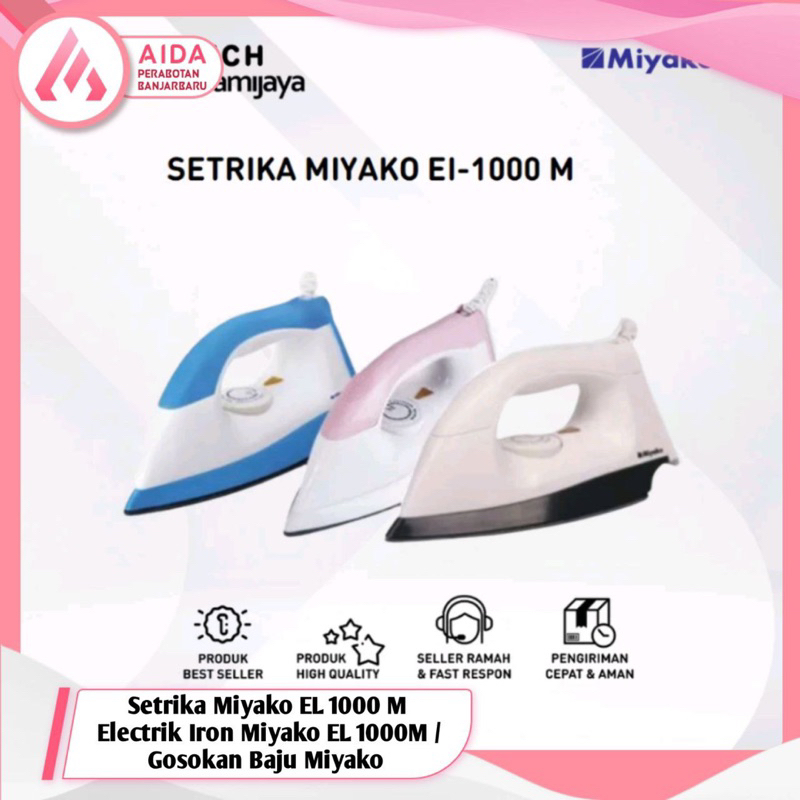 Setrika Miyako EL 1000 M Electrik Iron Miyako EL 1000M / Gosokan Baju Miyako / Setrika Miyako El 100