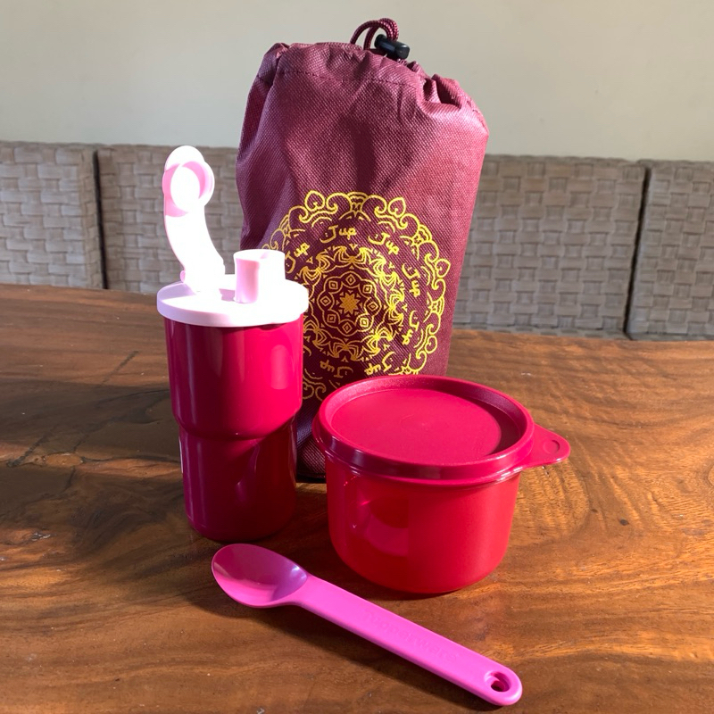 Tempat Bekal Set Tas Makanan Gelas dan Tempat Makan Tupperware