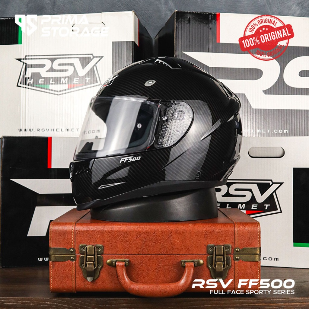 RSV FF500 Carbon Glossy Helm Full Face Original SNI & DOT
