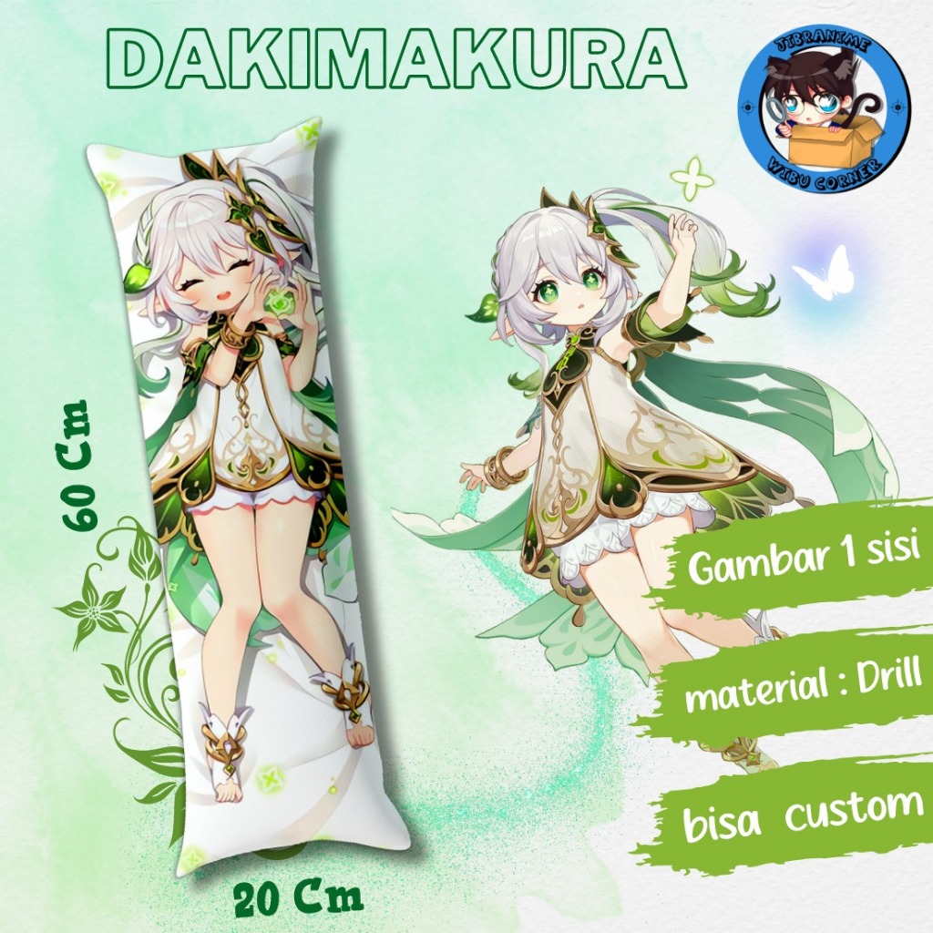 dakimakura / guling NAHIDA GENSHIN IMPACT PART 2 / ukuran 20x60cm sudah termasuk isi / bisa custom