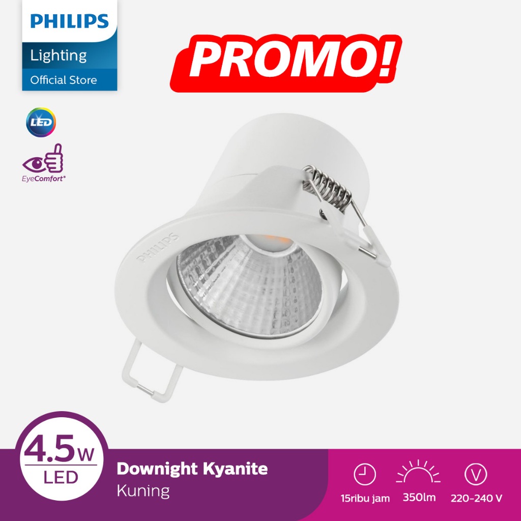 Philips Downlight KYANITE 070 4.5W 27K WH Kuning Recessed LED