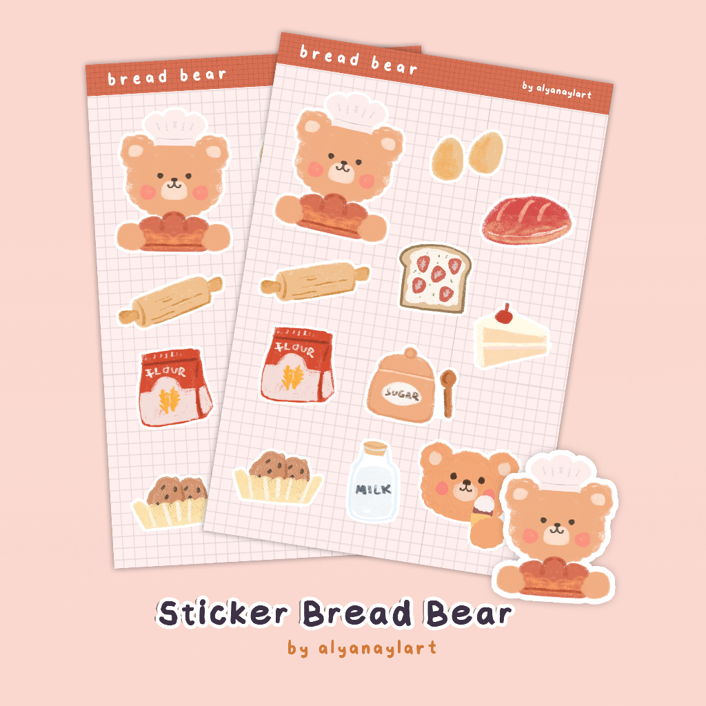 

Sticker Journal Lucu Bread Korean Bear by alyanaylart